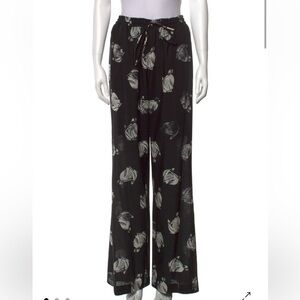 Lanvin Black and Cream Patterned Wide Leg Pants